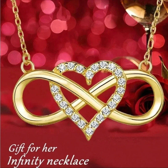 ⚠️Clearance Heart And Infinity Pendant Necklace Silver / Gold - Picture 2 of 4